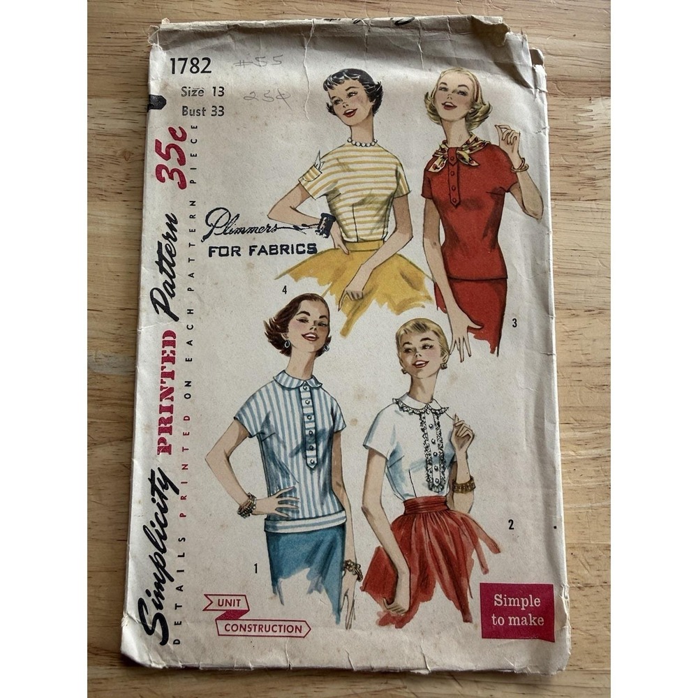 Simplicity Pattern 1782 Junior Miss Teen Blouse & Overblouse Size 13 Bust 33 Cut